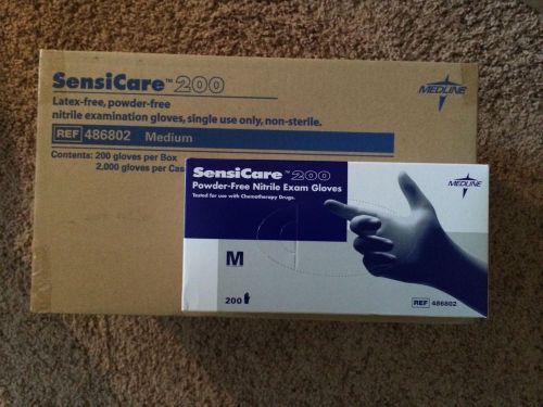 Medline Sensi Care 200 Powder-Free Nitrile Exam Gloves,Blue, Medium, 2000 Gloves