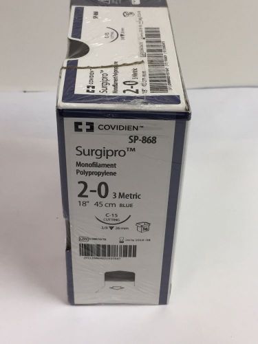 Covidien SP-868 Surgipro Monofilament Polypropylene C-15 Cutting 2-0 Blue 3dz