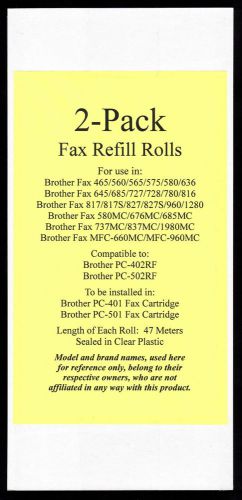 2-pack of PC-402RF Fax Film Refill Rolls for Brother Fax MFC-660MC and MFC-960MC