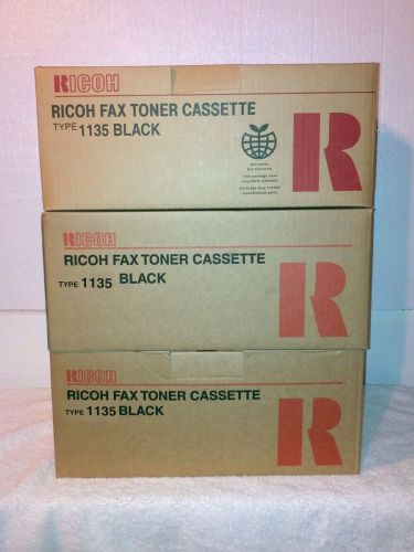Lot of 3 genuine Ricoh Type 1135 Black Fax Toner Make An Offer! Same day Ship!