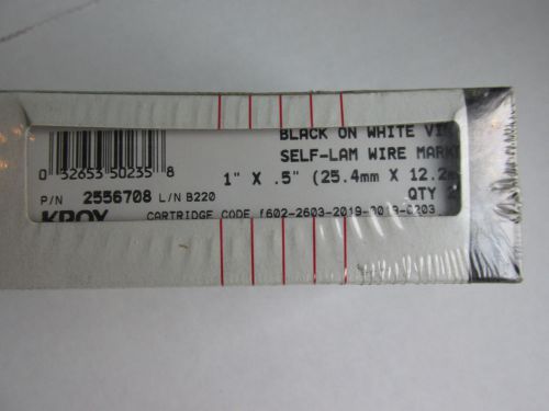 Kroy 2556708 Black on White 1&#034; X 1/2&#034; Vinyl Wire Markers NEW!! Free Shipping