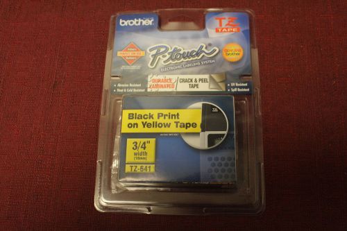 Brother TZ641 TZe641 18mm 3/4&#034; inch black on yellow P-Touch TZ label tape New