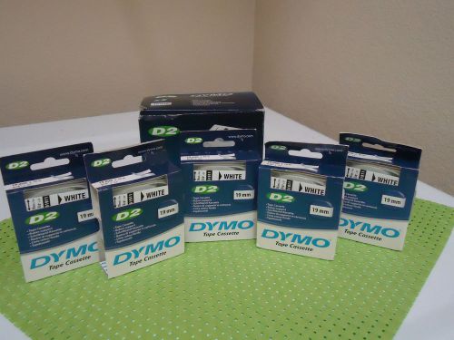 5 Dymo D2 Tape Cartridge 3/4&#034;x32&#039; White 61911