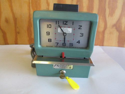 ACROPRINT TIME PUNCH CLOCK TIME RECORDER W/KEY