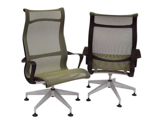 Pair herman miller setu lounge chairs retail $979 ea dwr java chartreuse euc for sale
