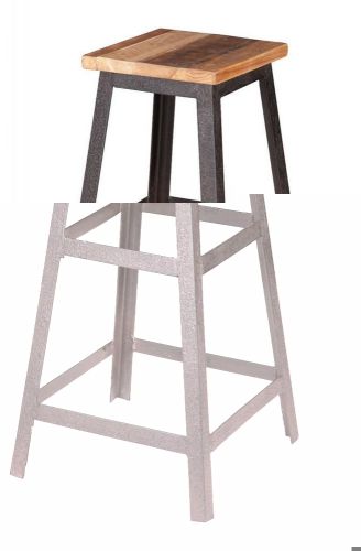 Modern Contemporary Industrial Bar Stool Chair, Distressed Natural Metal Wood
