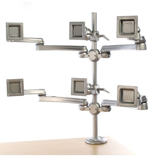 Premium high quality six screen (6) flat screen arm w/various fittings silver for sale