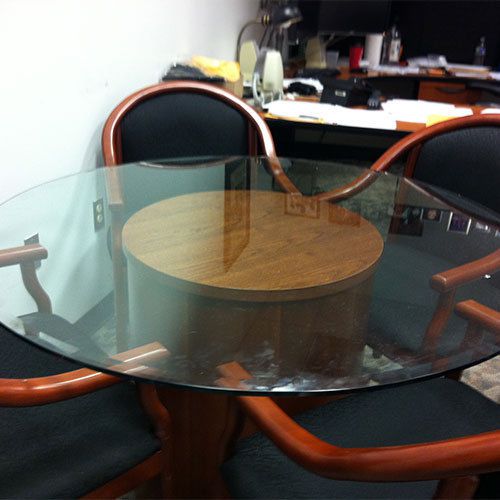 Round glass conference table and chairs set with wood wooden meeting chairs new for sale