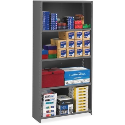 Closed Commercial Steel Shelving, Six-Shelf, 36w x 18d x 75h, Medium Gray