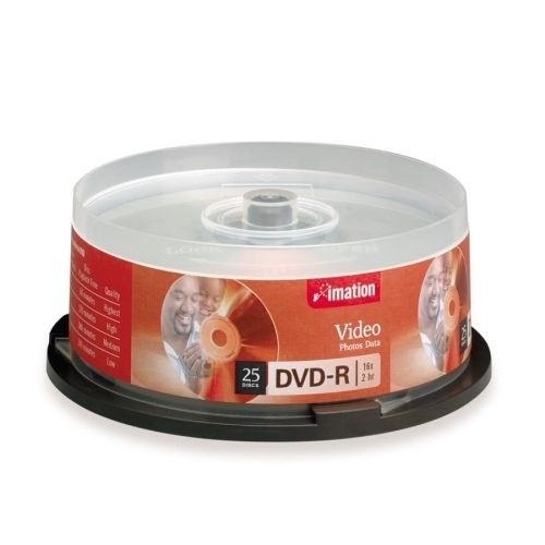 Imation 17340 DVD-R 4.7GB Branded Single-Sided Write Once 25/PK Silver