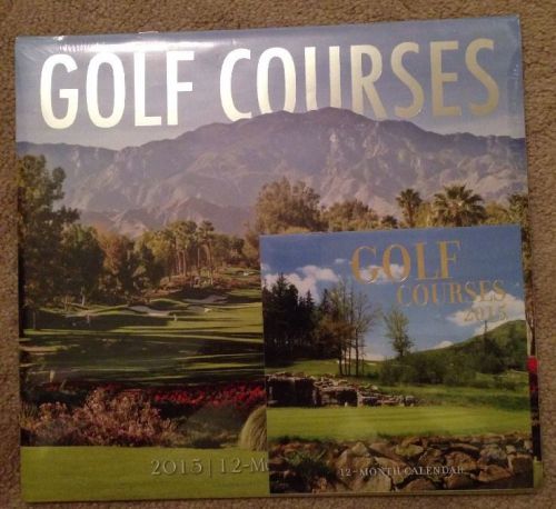 2015 Wall Calendar 12 Month Set of Golf Courses &amp; Mini Organizer Planner