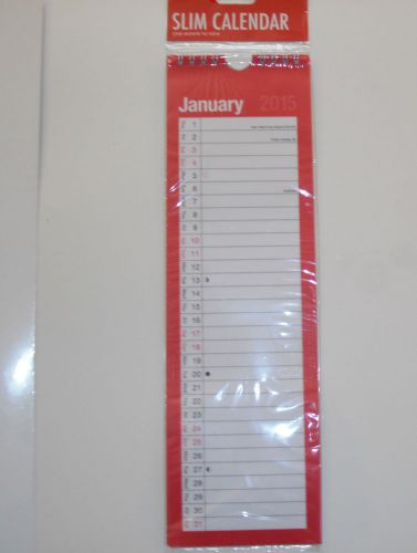 2015 Hanging Slim Wall Calendar Large Month to View Planner Red Calender Spiral