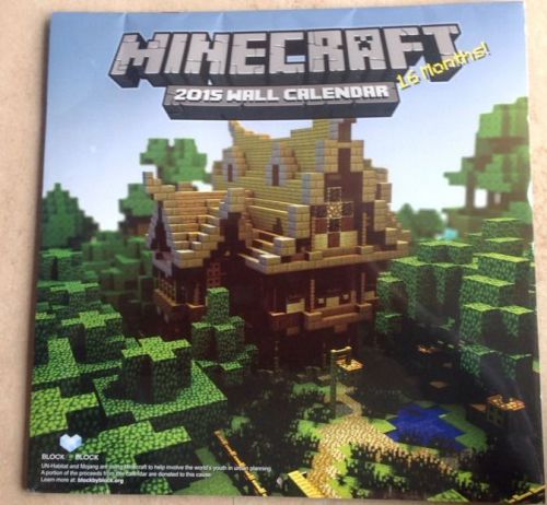 NEW - 2015 16 Month Monthly Wall Calendar - Minecraft Video Game Unopened