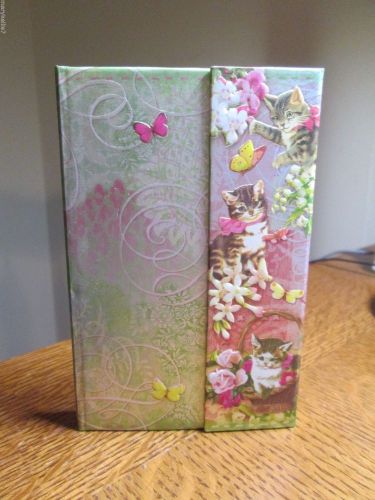 Punch Metallic Paper Covered Journal 3 Kitttens+Butterfly 5.25x3.5&#034; Metal Close