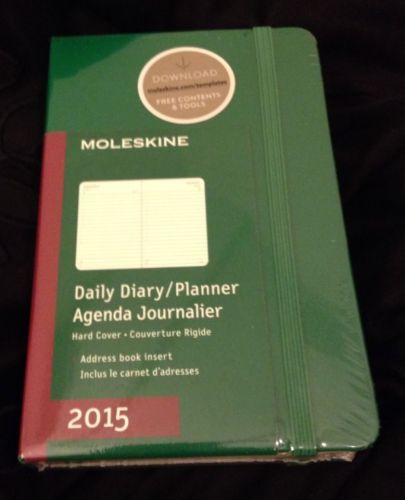 Moleskin Kelly Green Daily Diary Page A Day 2015 Planner w/Address Insert ~ NIP