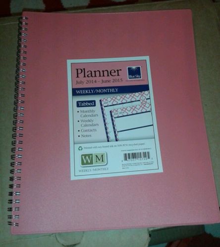 PLANNER 2014/2015 WEEKLY/MONTHLY  standard legal size, Pink Tabbed, Blue Sky