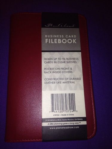 PlanAhead-BUSINESS CARD FILE BOOK-Holds Up To 96 Cards-Red