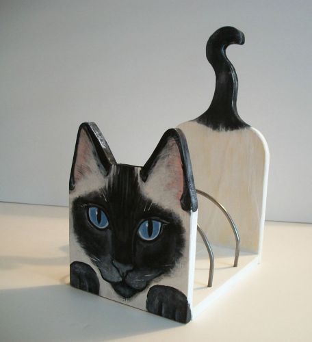 Siamese Cat Desktop Organizer ~organize bills, papers recipes  ~KittyCat Studio