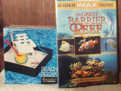 DESK TOP BEACH BREAK MINI SANDBOX PLAY AND RELAX &amp; USED IMAX BARRIER REEF DVD