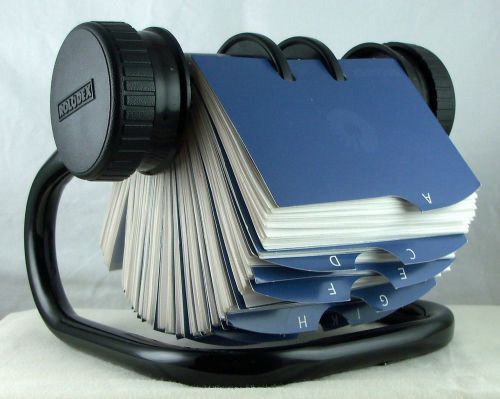 Rolodex Open Rotary Business Card File with Dividers 4 x 2 Clear Sleeves