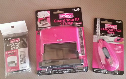 KESPON &#034;GUARD YOUR ID STAMP PLUS&#034; -- INCLUDES EXTRAS, INKPAD AND CAMOUFLAGE TAPE