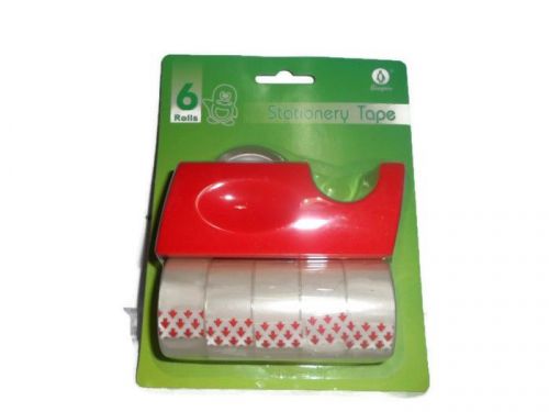 cellotape RED MINI DISPENSER WITH 6 ROLLS of 10 Metres Long Clear