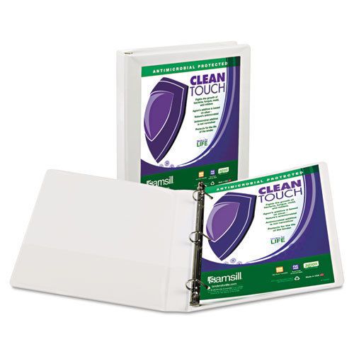 Clean touch locking d-ring view binder, 1&#034; capacity, white for sale