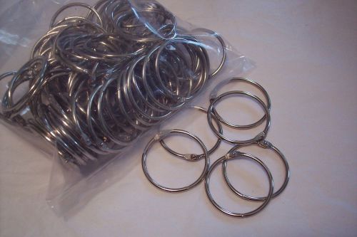 100 silver metal loose leaf binder hinge snap rings school /office /craft 1 3/4&#034; for sale