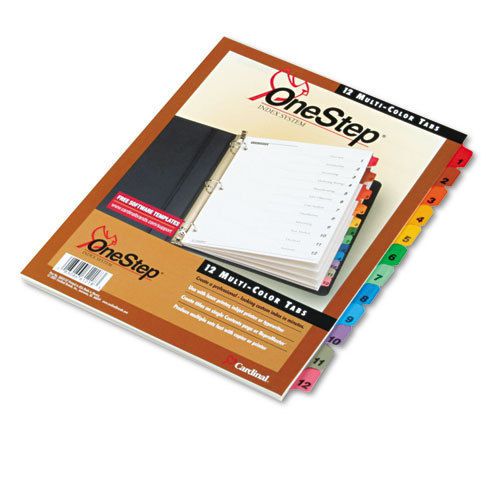 Traditional onestep index system, 12-tab, 1-12, letter, assorted, 12/set for sale