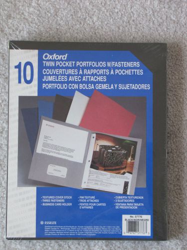 Oxford 57776 Black Twin Pocket Portfolios Fasteners 10 Folders