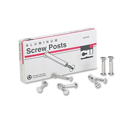 Post Binder Aluminum Screw Posts, 3/16&#034; Diameter, 1&#034; Long, 100/Box