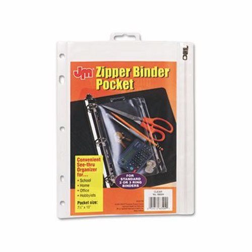 Oxford zippered ring binder pocket, 6 x 9-1/2, clear/white (oxf68599) for sale