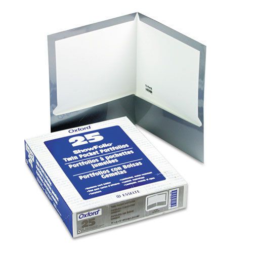 High gloss laminated paperboard folder, 100-sheet capacity, gray, 25/box for sale