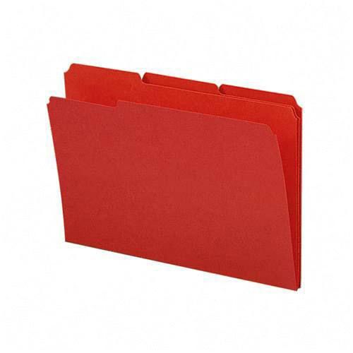 Smead 17743 Red Colored File Folder - Legal 8.5&#034; X 14&#034; 1/3 Tab Cut