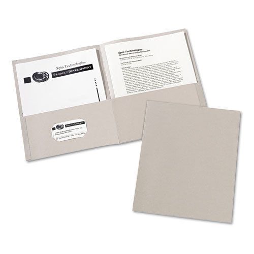 Two-Pocket Embossed Paper Portfolio, 30-Sheet Capacity, Gray, 25/Box