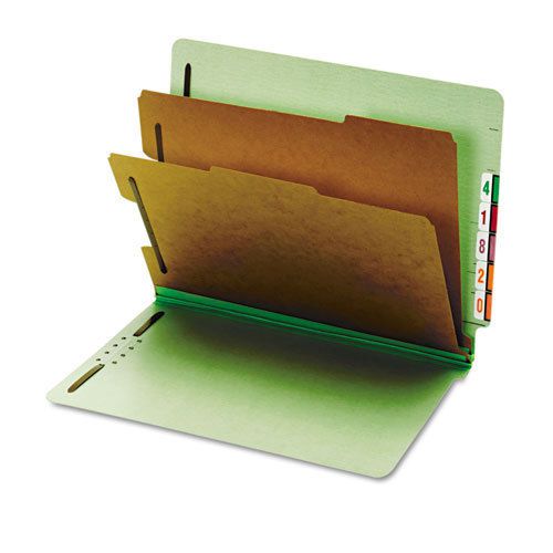 Pressboard end tab classification folders, six sections, letter, green, 10/box for sale