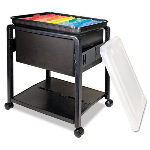 Folding mobile file cart, 14-1/2w x 18-1/2d x 21-3/4h, clear/black for sale