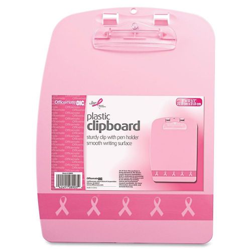 Officemate Breast Cancer Awareness Designer Clipboard, Pink, 1 Clipboard (08903