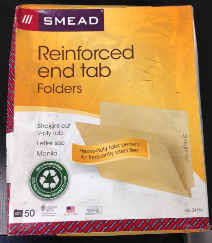 Smead Reinforced End Tab Straight Cut 2-Ply File Folders Letter Size Manila Box