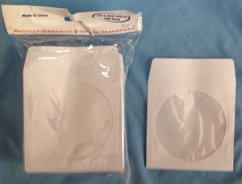 100 White Paper Sleeves with Window for CD/DVD/Games     FREE US SHIPPING