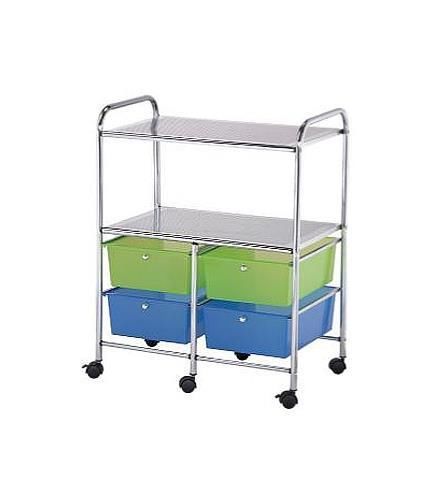4 Drawer Blue Hills Studio  Storage Cart with 2 Shelves [ID 107649]
