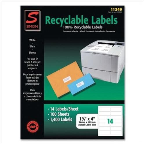 Simon Recyclable Address Label - 1.33&#034; Width X 4&#034; Length - 1400 / Box (sil11349)