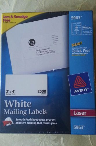 2500 AVERY 5963 2&#034; x 4&#034; Laser White Mailing Labels NEW Sealed