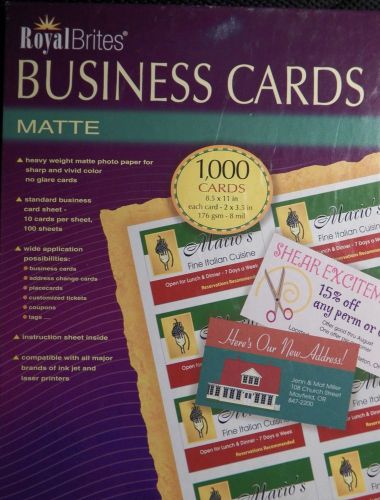 Royal Brites Business Card Paper Stock Printable Laser or Ink Jet 1000 count