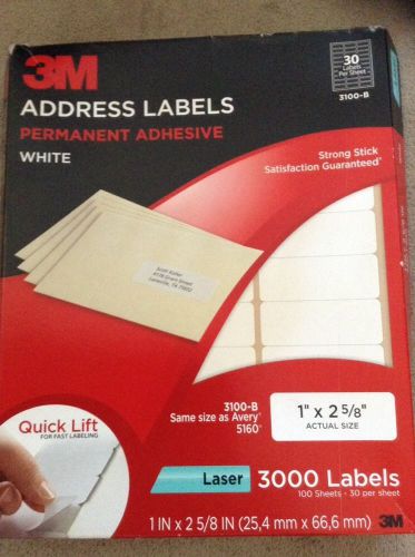 3M Address Labels White Avery 5160 Compatible Adhesive 30 Labels/Sheet x50
