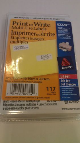 Lot of 2 -   Avery # 02224 Print or Write Labels - 4&#034; x 1 1/2&#034; -  117 labels ea