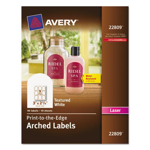 Textured Arched Easy Peel Labels, 3 x 2-1/4, White, 90/Pack