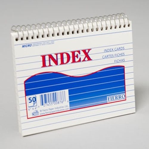 INDEX CARDS 6X4 INCH COILED 50 CT RULED, Case of 48