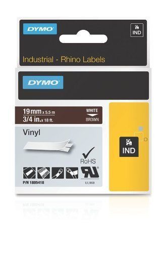 Dymo white on brown color coded label - 0.75&#034; width x 18 ft length - (1805418) for sale