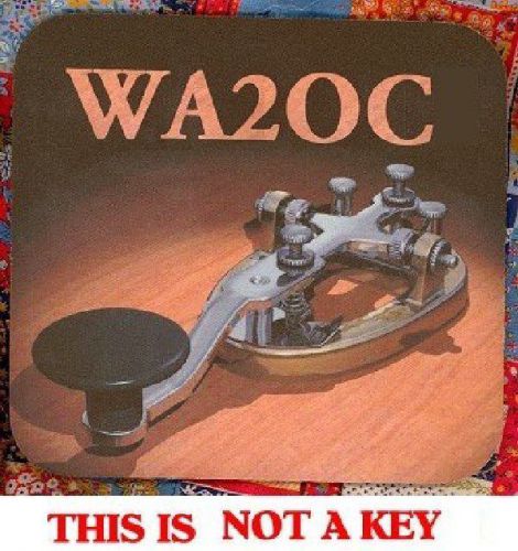 BRASS MORSE CODE KEY Heavy Rubber Backed Mousepad with YOUR CALL SIGN #0421